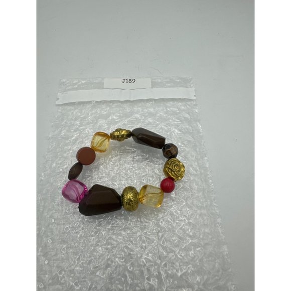 Multi colored Plastic and Metal Assorted Bead Stretch Bracelet - Picture 7 of 7